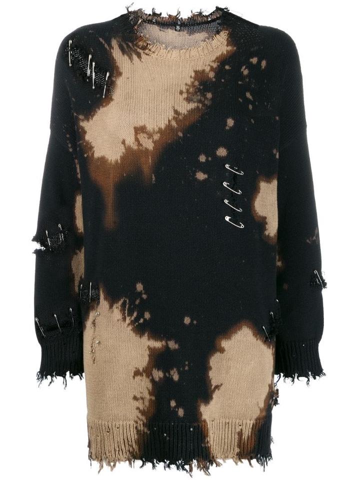 R13 Distressed Sweater With Safety Pins - Black