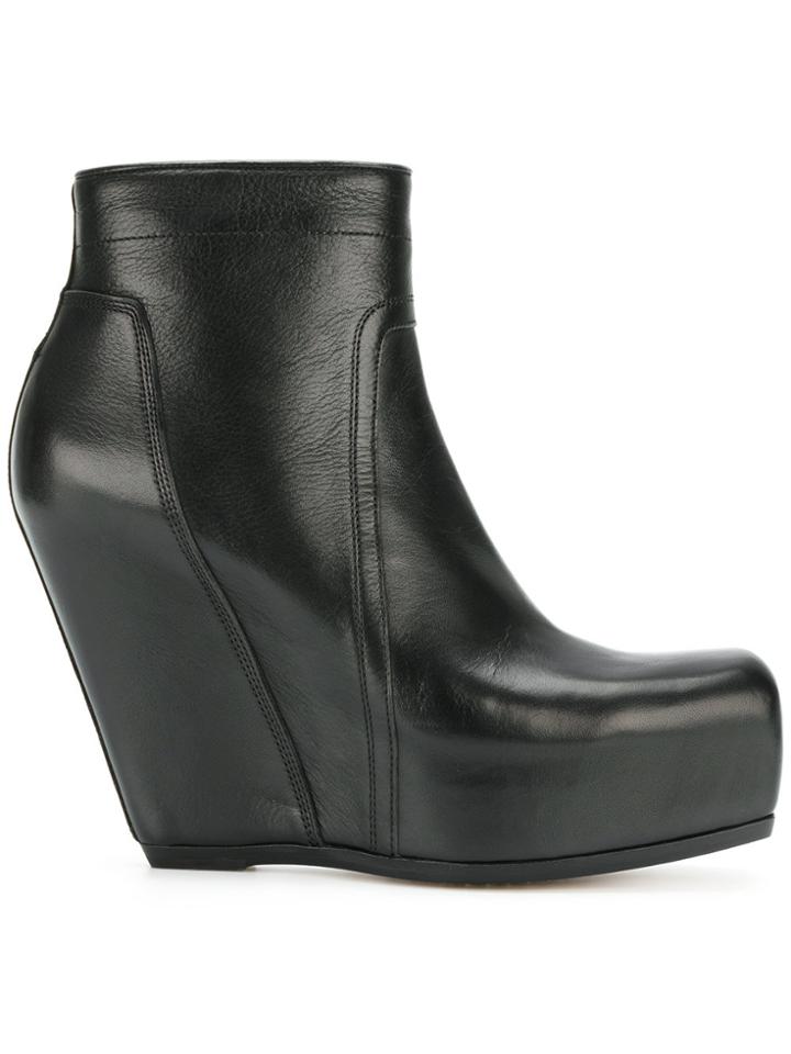 Rick Owens Zip Wedge Boots - Black
