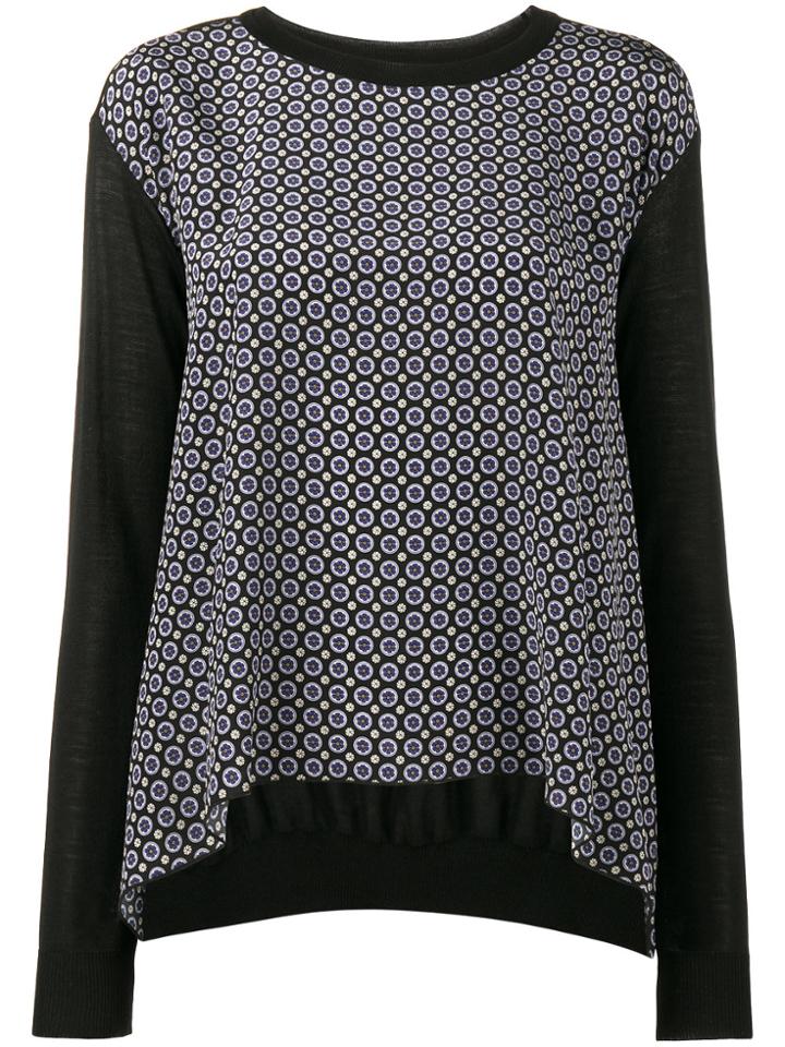 Stella Mccartney Printed Silk And Wool Draped Top - Black