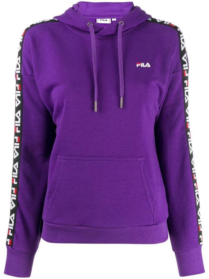 Fila Logo Print Band Hoodie - Purple