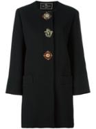 Etro Embroidered Detail Coat, Women's, Size: 46, Black, Viscose/wool