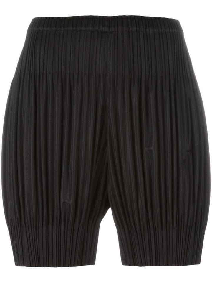 Pleats Please By Issey Miyake Pleated Shorts, Women's, Size: 5, Black, Polyester
