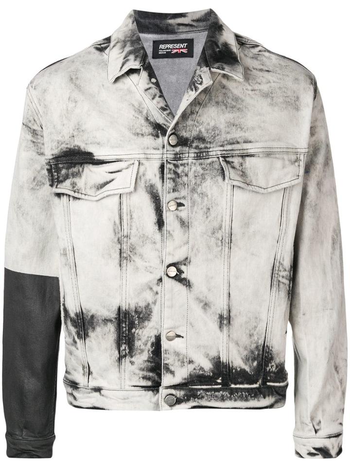 Represent Acid Wash Denim Jacket - Black