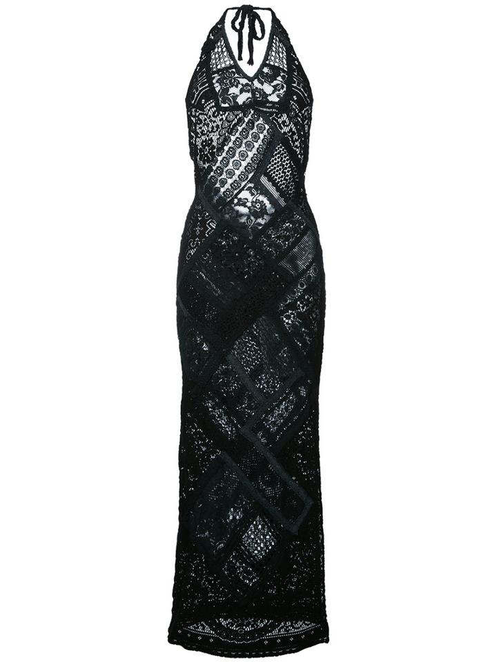 Anjuna - Crochet And Lace Halterneck Dress - Women - Cotton/polyamide - S, Black, Cotton/polyamide