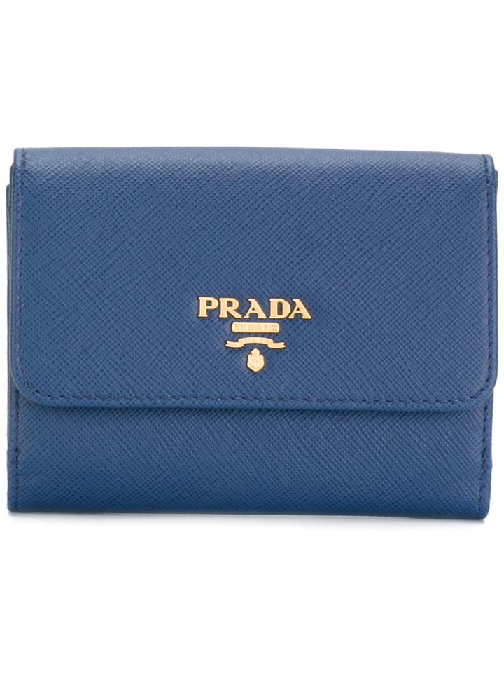 Prada Flap Trifold Wallet - Blue