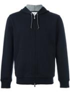 Brunello Cucinelli Zipped Hoodie, Men's, Size: Xl, Blue, Cashmere/cotton/polyamide