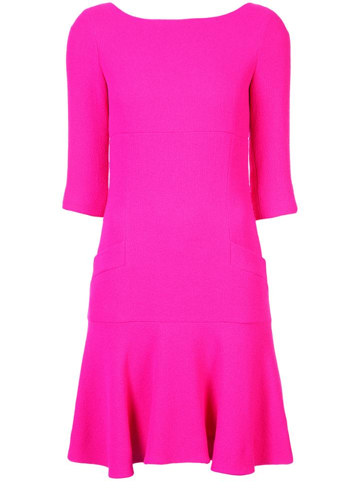 Oscar De La Renta Flounce Hem Dress - Pink & Purple