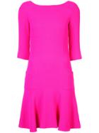Oscar De La Renta Flounce Hem Dress - Pink & Purple