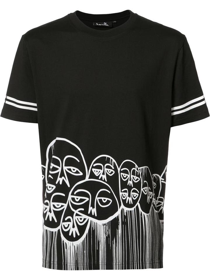 Haculla 'faces' Motif T-shirt, Men's, Size: Medium, Black, Cotton