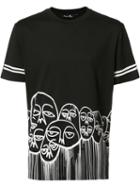 Haculla 'faces' Motif T-shirt, Men's, Size: Medium, Black, Cotton