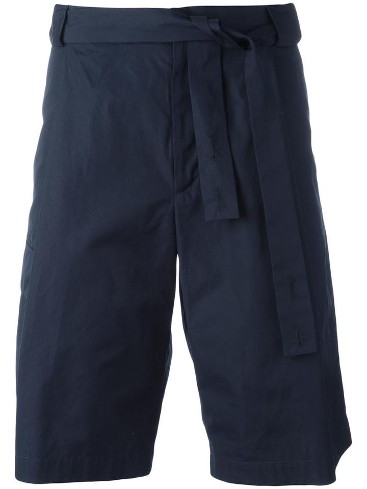 Maison Flaneur Knee Length Shorts, Men's, Size: 48, Blue, Cotton/viscose