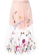 Mira Mikati Embroidered Organza Skirt - Pink