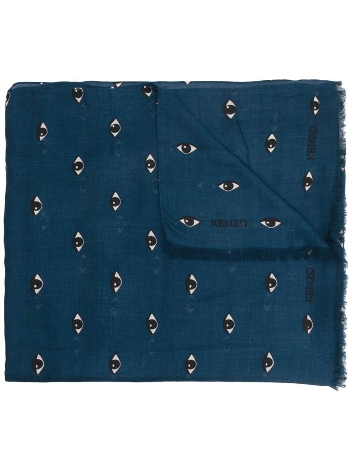 Kenzo Eye Print Scarf - Blue