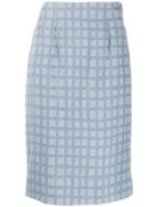 Jean Louis Scherrer Pre-owned 1990's Check Fitted Skirt - Blue