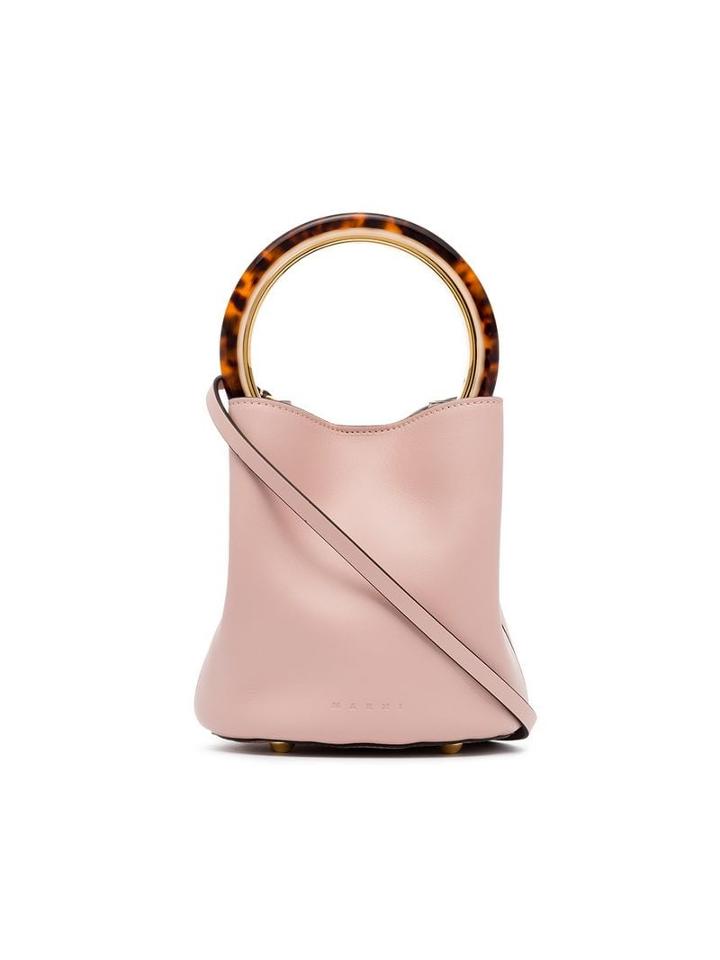 Marni Pink Pannier Leather Bucket Bag