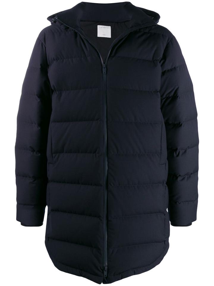 Sandro Paris Hooded Puffer Coat - Blue