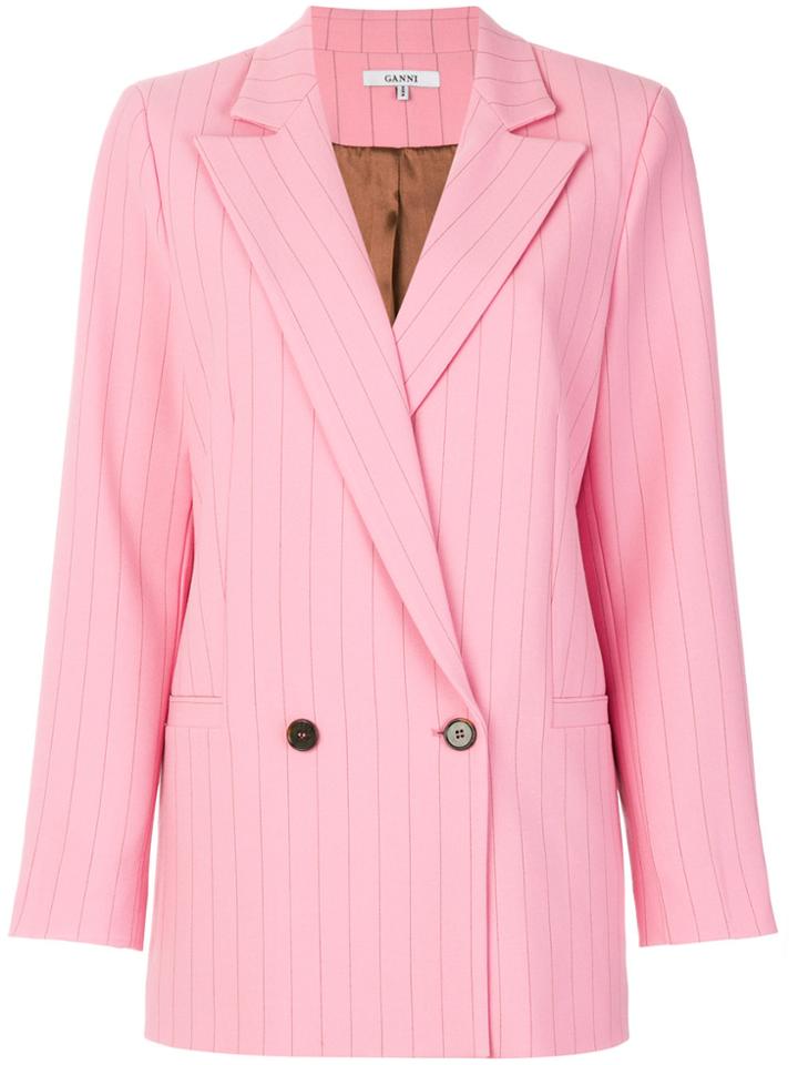 Ganni Pinstripe Double-breasted Blazer - Pink & Purple