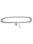 Chanel Vintage Crystal Chain Cc Charm Belt, Women's, Red
