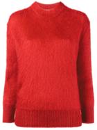 Prada Crew Neck Knitted Sweater - Red
