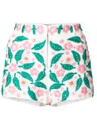 Antik Batik Floral-embroidered Shorts - White