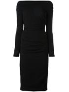 Dolce & Gabbana Ruched Midi Dress, Women's, Size: 42, Black, Silk/polyamide/spandex/elastane/virgin Wool