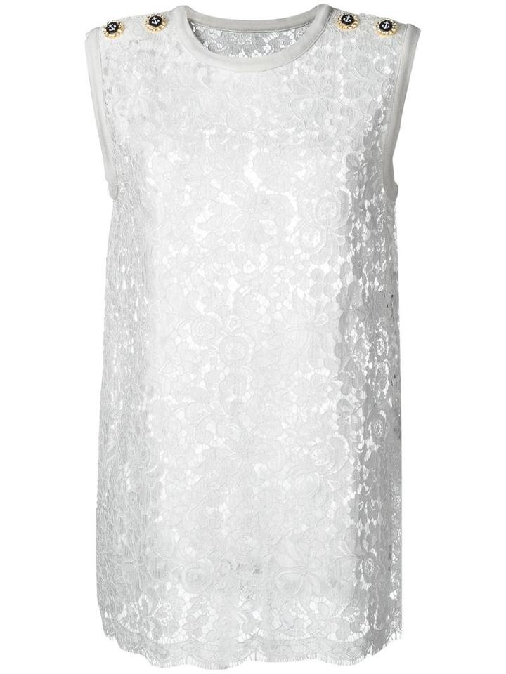 Dolce & Gabbana Floral Lace Tank Top, Women's, Size: 44, White, Viscose/cotton/silk/polyamide