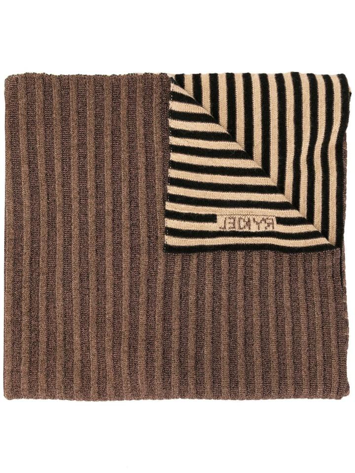 Sonia Rykiel Striped Knit Scarf - Brown