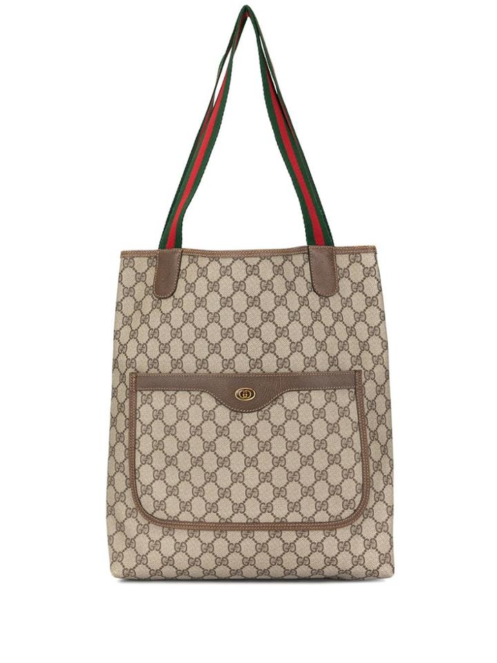 Gucci Vintage Shelly Gg Supreme Tote Bag - Brown