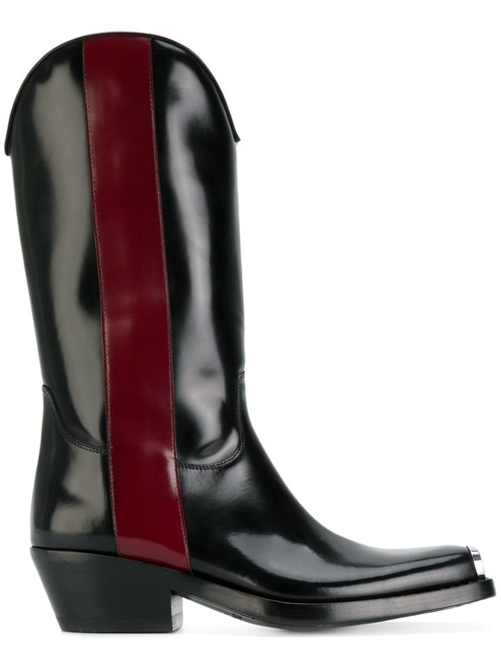 Calvin Klein 205w39nyc Stripe Detail Cowboy Boots - Black