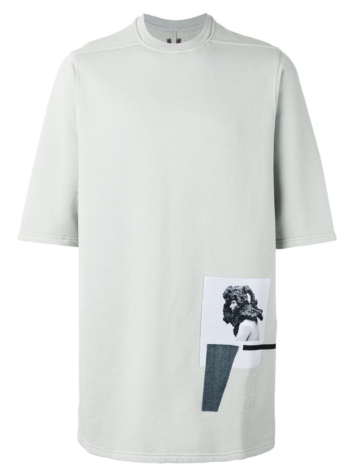 Rick Owens Drkshdw Patch Detail T-shirt, Men's, Grey, Cotton