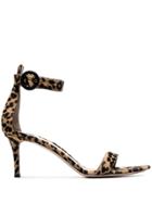 Gianvito Rossi Brown Portofino 70 Leopard Print Leather Sandals -