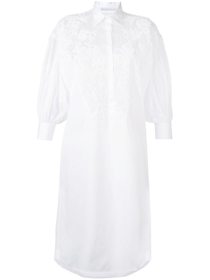 Ermanno Scervino - Lace Panel Midi Dress - Women - Cotton/polyamide/polyester/viscose - 38, Women's, White, Cotton/polyamide/polyester/viscose