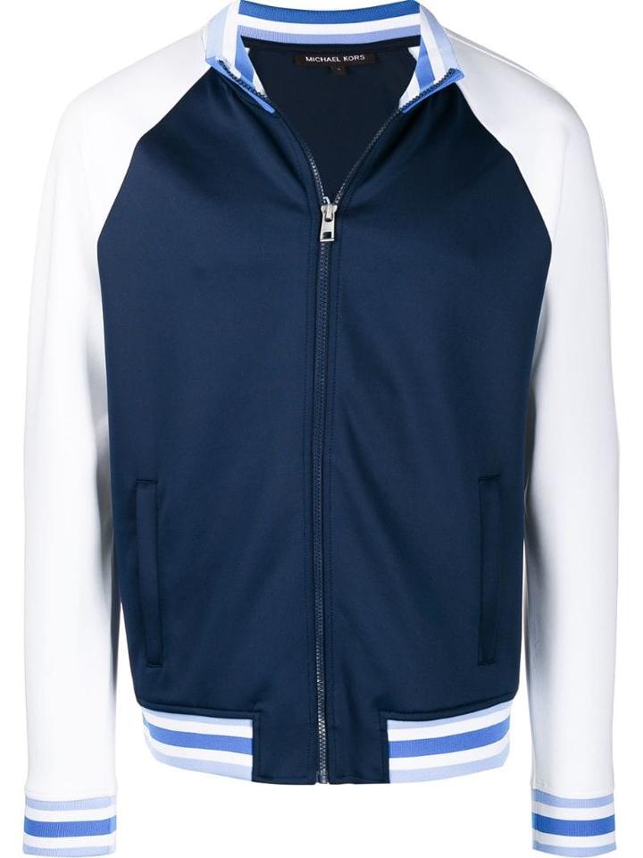 Michael Kors Stripe Trimmed Bomber Jacket - Blue