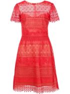 Marchesa Notte Embroidered Dress, Women's, Size: 6, Red, Polyester