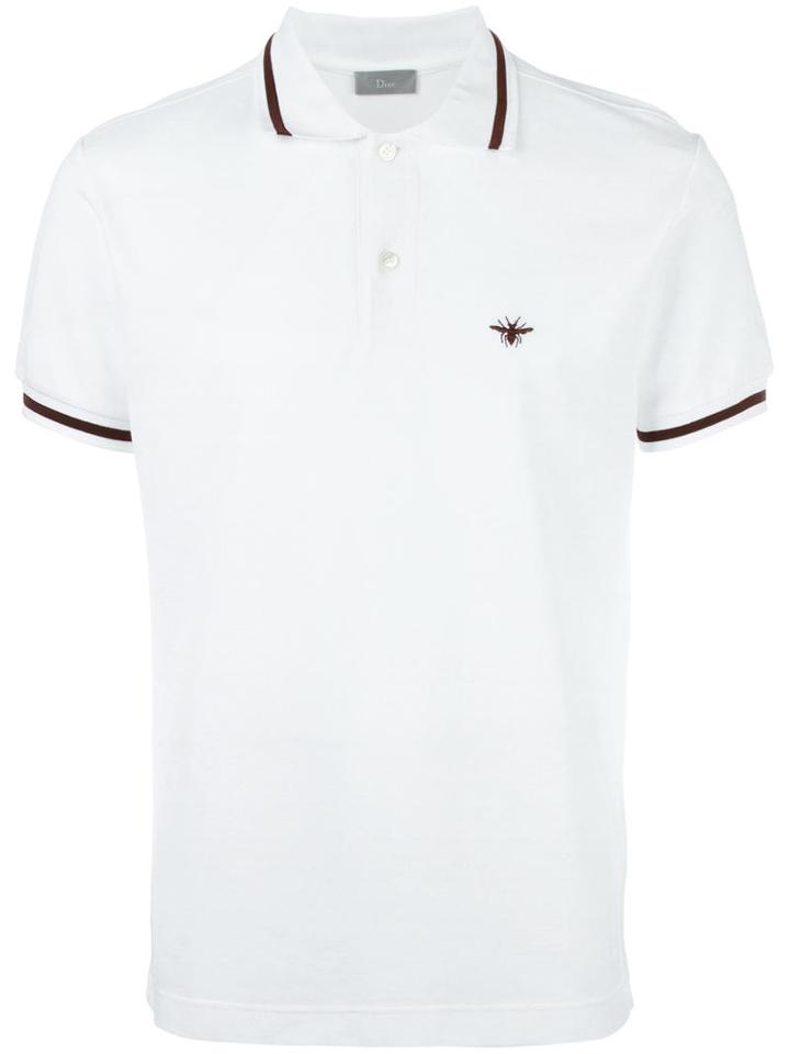 Dior Homme Contrast Detail Polo Shirt, Men's, Size: Large, White, Cotton