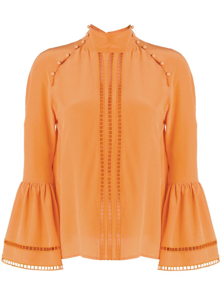 Fendi Embroidered Fitted Blouse - Yellow & Orange