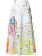 Marni Pleated Illustrated Skirt - Multicolour