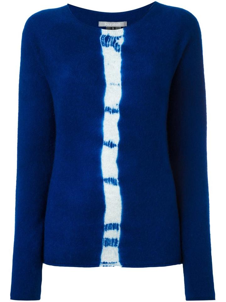 Suzusan Front Stripe Sweater, Women's, Size: Xs, Blue, Cashmere