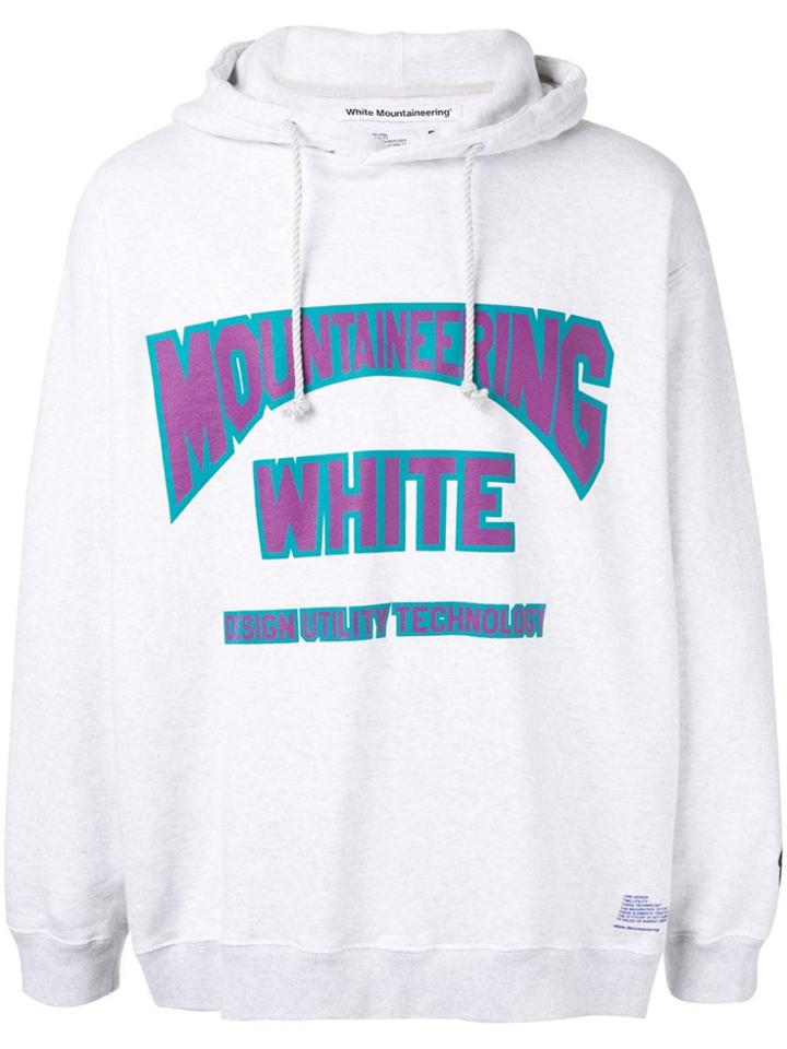 White Mountaineering Logo Print Hoodie - Grey