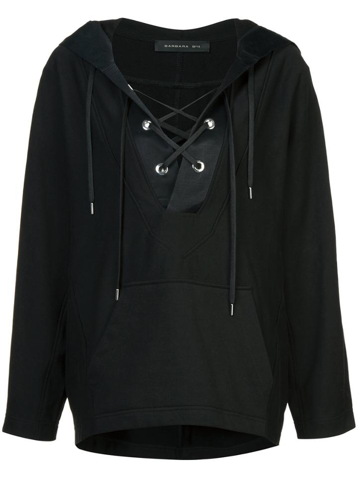 Barbara Bui Lace Up Front Hoodie - Black