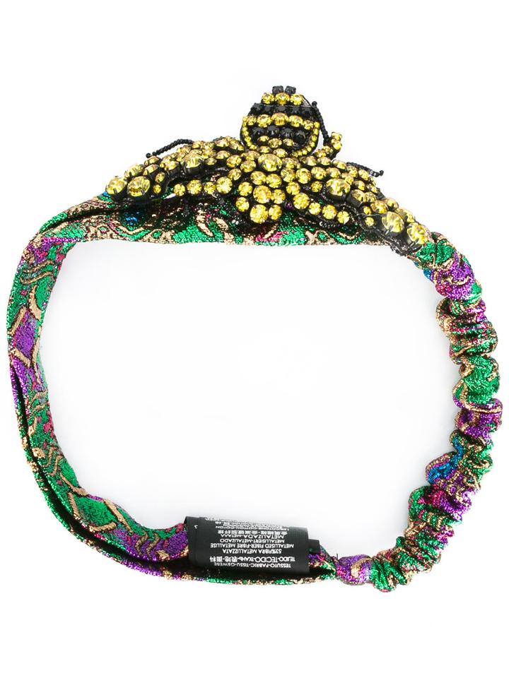 Gucci Crystal Bee Headband, Women's, Metallic Fibre/cotton/acrylic/polyamide