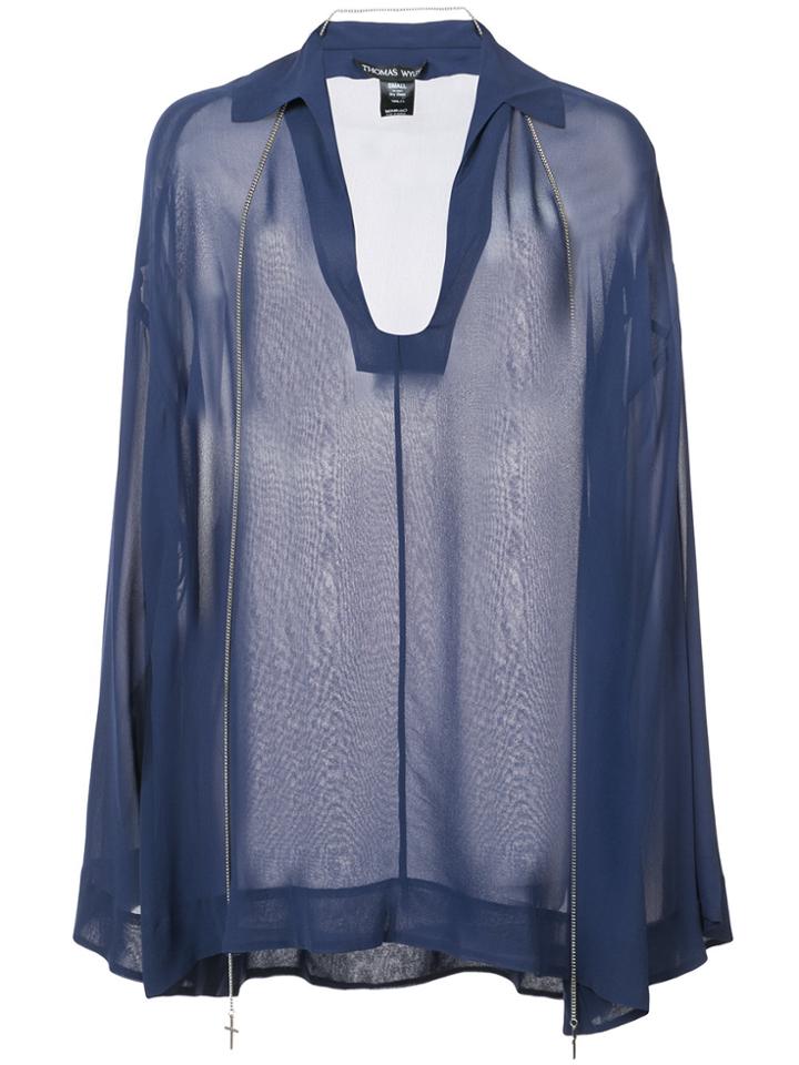Thomas Wylde Refinement Sheer Blouse - Blue