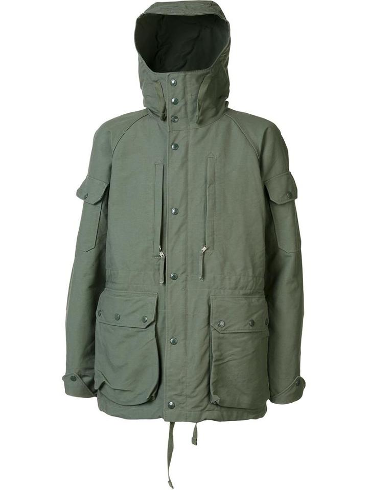 Engineered Garments Short Hooded Parka, Men's, Size: Large, Green, Cotton