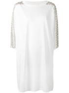 Amen - Floral Applique Mini Dress - Women - Cotton/glass - One Size, White, Cotton/glass