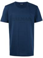Balmain Logo T-shirt, Men's, Size: Small, Blue, Cotton