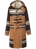 Burberry Hooded Striped Duffle Coat - Brown