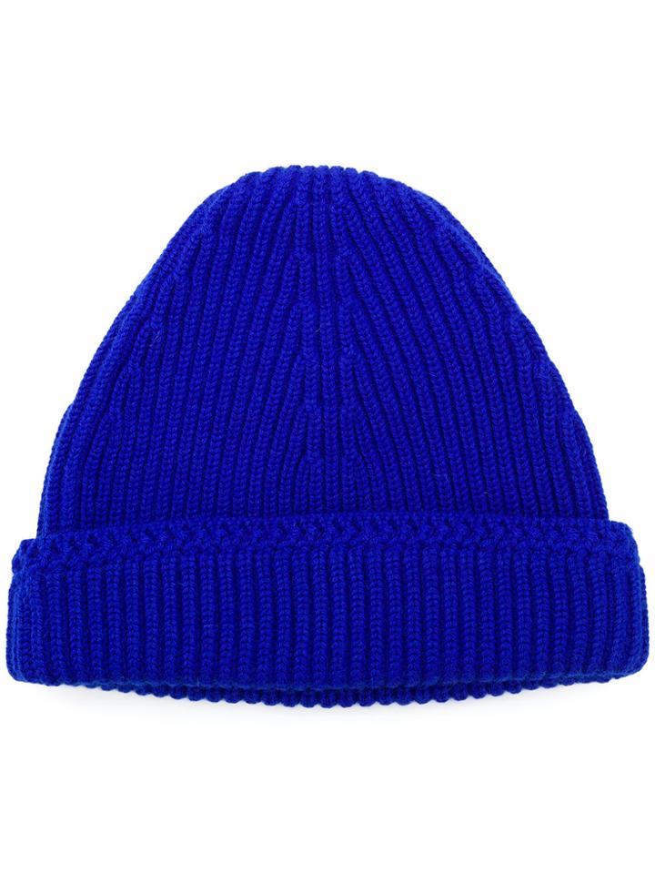 Maison Margiela Ribbed Knit Beanie - Blue