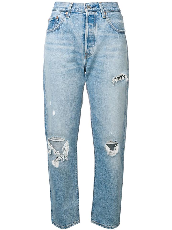 Levi's Cropped Boyfriend Jeans - Blue