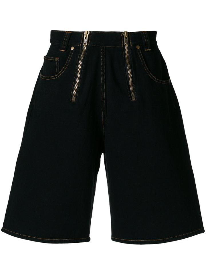 Gmbh Zip-detail Denim Shorts - Black