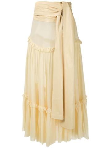Andrea Bogosian Paraty Couture Silk Midi Skirt - Yellow